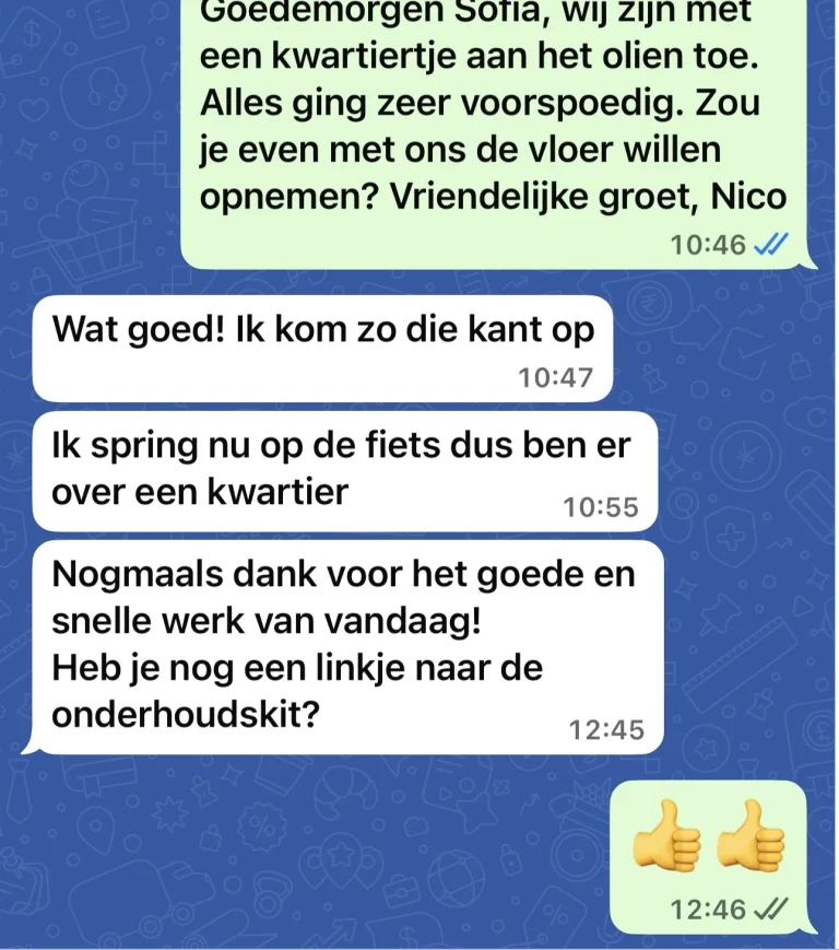 Review uw parketteur whatsapp